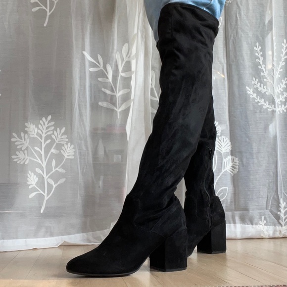 Black suede thigh high boots - Picture 3 of 3